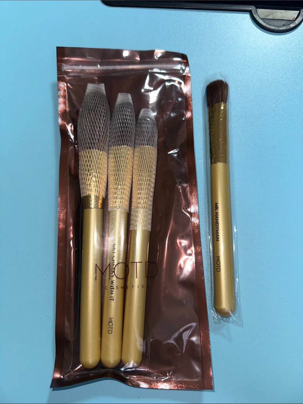 MOTD Cosmetics Gold Goddess Face Makeup Brush Set.